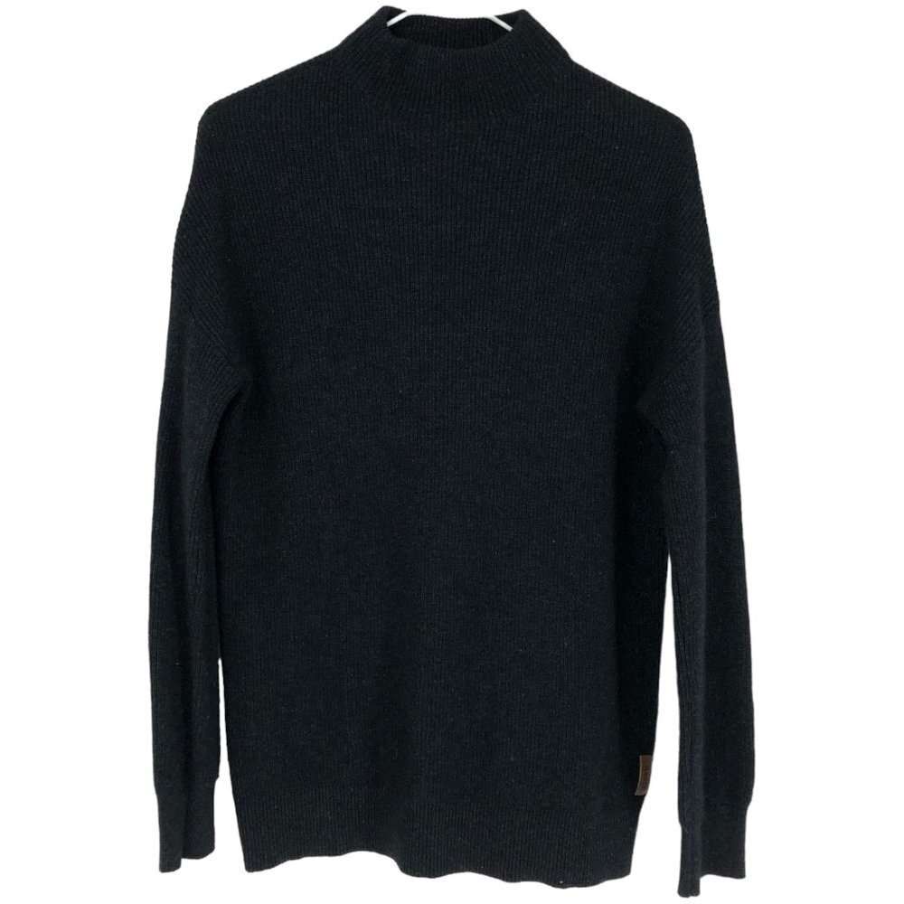 Roots Charcoal Grey Cashmere Blend Ribbed Mockneck Relaxed Fit Sweater size XS